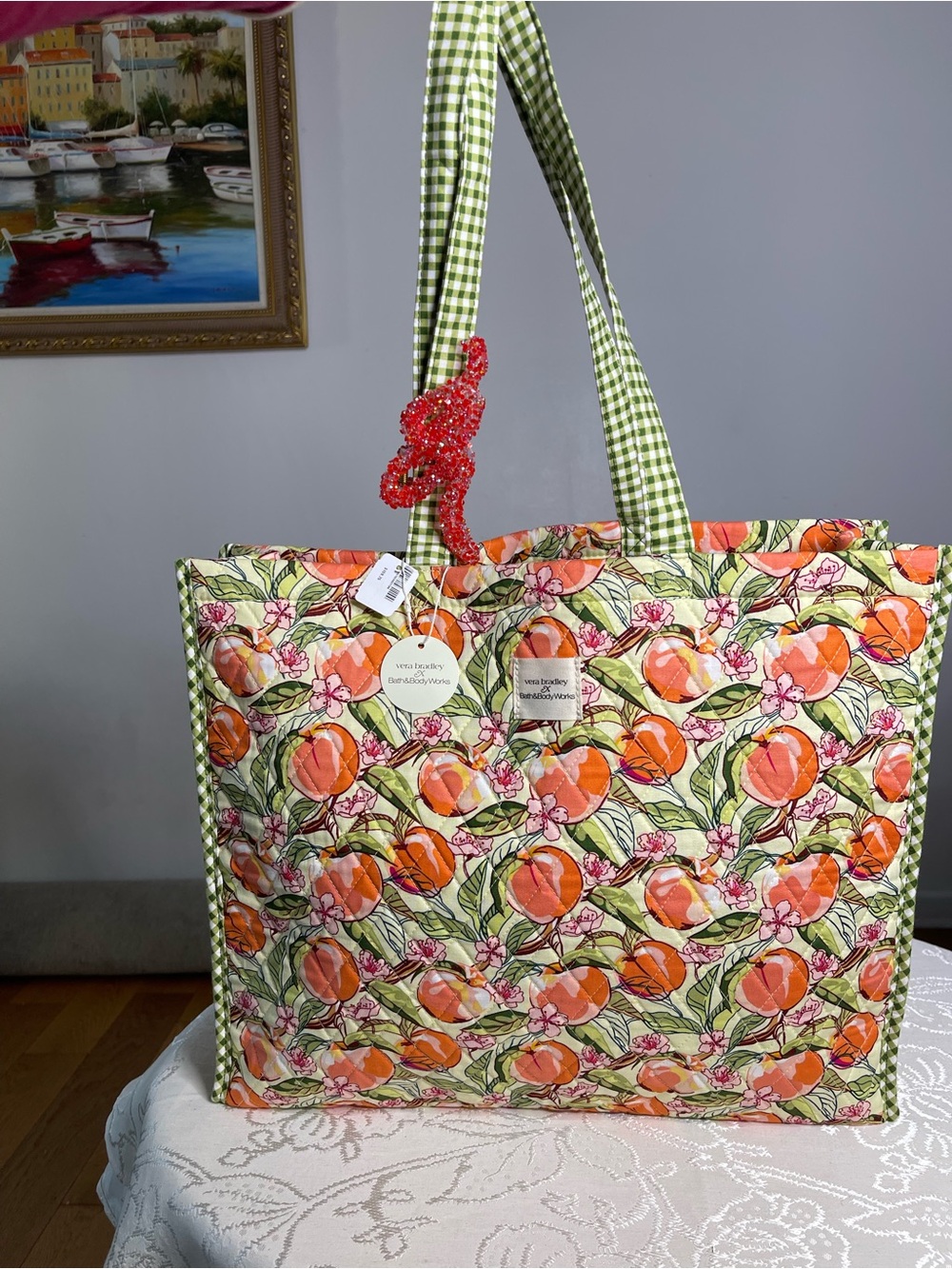 BRAND NEW WITH TAGS VERA BRADLEY X BATH & BODY WORKS PEACH TOTE
